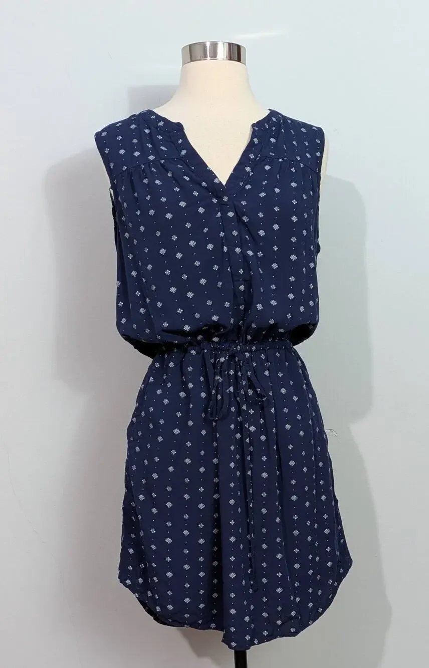 Gap Blue Drawstring Shirt Dress